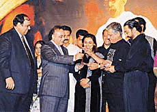 Shah with film stars.