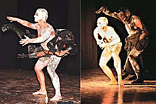 French artistes Frederic Herrera and Christopher Trainean present The Burrow  a dance drama show based on a novel by Kafka at the Government College of Art auditorium, Sector 10, on Wednesday.
