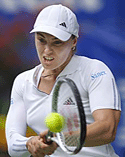 Martina Hingis of Switzerland in action during her semifinal win over Venus Williams of the USA at the Australian Open in Melbourne on Thursday.