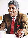 Tennis star Vijay Amrithraj gestures during an interview at the UN headquarters on Thursday.
