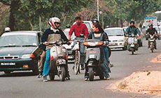 Chasing love: Cupid can strike anywhere, even in the middle of the road, especially on Valentines Day in Chandigarh.