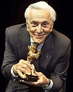 US actor Kirk Douglas holds his Golden Bear award at the 51st Berlinale International Film Festival in Berlin on Friday. 