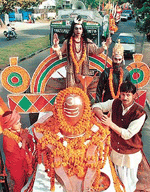 Shivratri procession being taken out in Chandigarh on Monday.