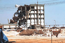 This is what remains of a salt refinery along the Kandla-Bhachau road in Gujarat. 