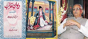 Diwani Ghalib Kamil, an original portrait of Ghalib, and (right) Kalidas Gupta Riza.
