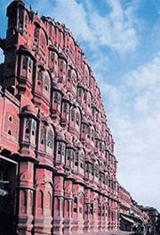 A view of the Hawa Mahal in Jaipur