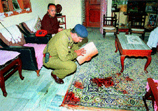 A policeman looking for clues at the  Sector-44 residence of H.S. Brar, who was killed by two youths on February 14  