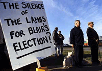 Farmers await the visit of Britains Chief Veterinary Officer Jim Scudemore, outside Carlisle market, on Monday.
