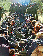 Anti-nuclear activists occupy a stretch of the railwayline as German riot police prepares to clear it in Leitstade, near Dannenberg, on Tuesday.