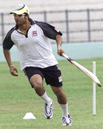 Sachin Tendulkar practises on the eve of fourth one-day international between India and Australia in Visakhapatnam on Monday.