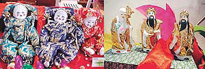 Chinese dolls and 'luck sets' on display in an exhibition in Ludhiana on Friday.