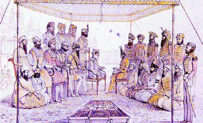 Maharaja Ranjit Singh with courtiers