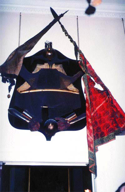 Flag of Maharaja Ranjit Singh along with other relics with the Dalhousie family in Scotland.