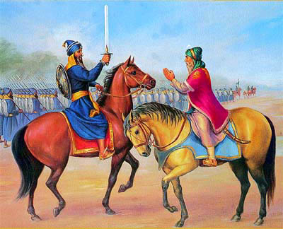 The monarch with Akali Phula Singh.