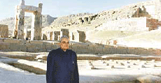 The PM in front of the ruins of the ancient city of Persepolis