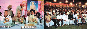 Chief Minister Parkash Singh Badal at a function organised to commemorate the birth anniversary of Lord Mahavira in Ludhiana on Sunday.