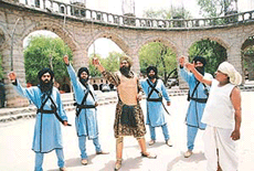 A scene from the multi-media project on the life of Maharaja Ranjit Singh titled Sher-e-Panjab which was shot at Rock Garden in Chandigarh on Tuesday.