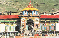 The Badrinath Temple on the banks of the Alaknanda river