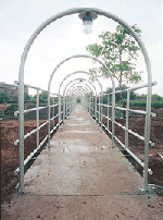 An arched foot bridge built by PUDA in the Leisure Valley of Sector 62, SAS Nagar.