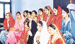 Members of the giddha team of Arya Senior Secondary School in Ludhiana, who performed at the school function on Sunday. 