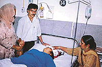 Injured Baljinder Kaur admitted at the DMCH, Ludhiana, on Wednesday. 