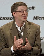 Bill Gates gestures while speaking at the Microsoft CEO Summit at company headquarters in Redmond, Washington on Thursday.