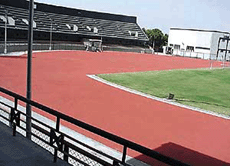 A synthetic track laid at the Guru Nanak Dev Stadium in Ludhiana on Friday.