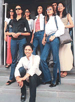 Top models pose for a photograph after the press conference of Northern India Institute of Fashion Technology (NIIFT) in SAS Nagar on Tuesday.