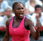 Serena Williams of the USA reacts during her match against Sarah Pitkowski of France at the French tennis Open at Roland Garros stadium on Tuesday.