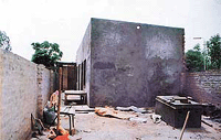 Construction work at the house of missing youth, Anokha, who went missing a month ago.