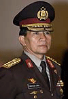 Indonesia's new deputy police chief Chairuddin Ismail stands during a swearing in ceremony at the Presidential Palace in Jakarta June 2, 2001.