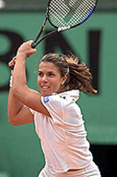 Jennifer Capriati hits a backhand to Croatian Mirjana Lucic during their third round match at the French Open at Roland Garros on Saturday.
