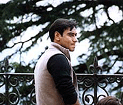 Film star Ajay Devgan at the shooting of "Chori Chori" on the Ridge in Shimla on Monday.