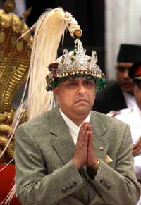 Nepal's new King Gyanendra salutes officials