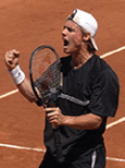 Lleyton Hewitt of Australia reacts after winning his match against Guillermo Canas of Argentina at the French Tennis Open on Monday. 