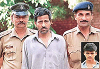 Accused Parsuram Gupta, proprietor of Indian Guest House, who had illegally confined Umesh Singh (inset) for nine days at his guest house in Sector 18, in Chandigarh.