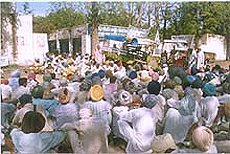 Activists of the Bhartiya Kisan Union (Ekta) gheraoed the Bathinda office of The Bathinda Primary Co-op Agriculture Development Bank Limited, on Thursday, to press for their demand of withdrawl of notices to the farmers on the repayment of loans.