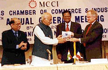 Union Home minister L K Advani was the chief guest at the 165th annual general meeting of The Madras Chambers of commerce and industry in Chennai on Friday.