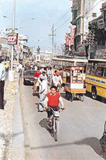 A view of the congested National Highway near Ghanta Ghar Chowk. 