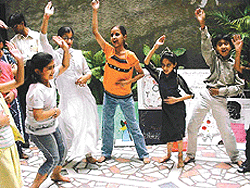Children perform at a summer camp in Ludhiana on Friday. 