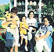 Best of both worlds: Charanjit with her kids at an amusement park