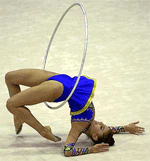 Four-time European champion 2000, Alina Kabaeva from Russia, performs in the individual hoop final at the 17th European Championships in Rhythmic Gymnastics in Geneva, Switzerland on Saturday.