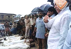 RJD chief Laloo Prasad Yadav at Gopalpur village.