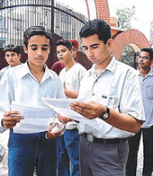 Applicants go through admission forms for BBA, BCA and B.Com courses at Khalsa College for Women, Ludhiana, where centralised admission for the three courses is being held. 