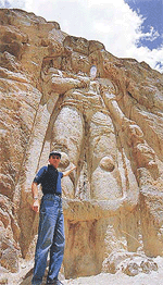The nine to 10 metre high statue of Matriye Buddha of the future carved out of a rock in the seventh century ad at Kartsey Khar village near Sankoo, 45 km from Kargil.