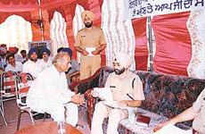 SSP Kuldeep Singh listens to public grievances at the first police sangat darshan held in Ludhiana on Tuesday.