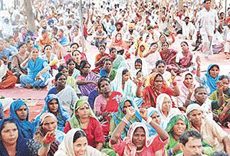 Members of the Coordination Committee of Government and Municipal Corporation Employees and Workers stage a dharna against the Administration and the MCC in Chandigarh on Wednesday. 