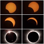 Combination photo show the phases of the total eclipse of the Sun on Thursday. 