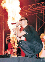 Punjabi pop singer Sukhbir performs in Parade Ground, Chandigarh, on Friday.
