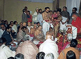 Vastu Shanti Maha Yaghya being performed at Sri Vedavidya Gurukula Veda Pathshala at Surajkhand Mela Ground in Faridabad.